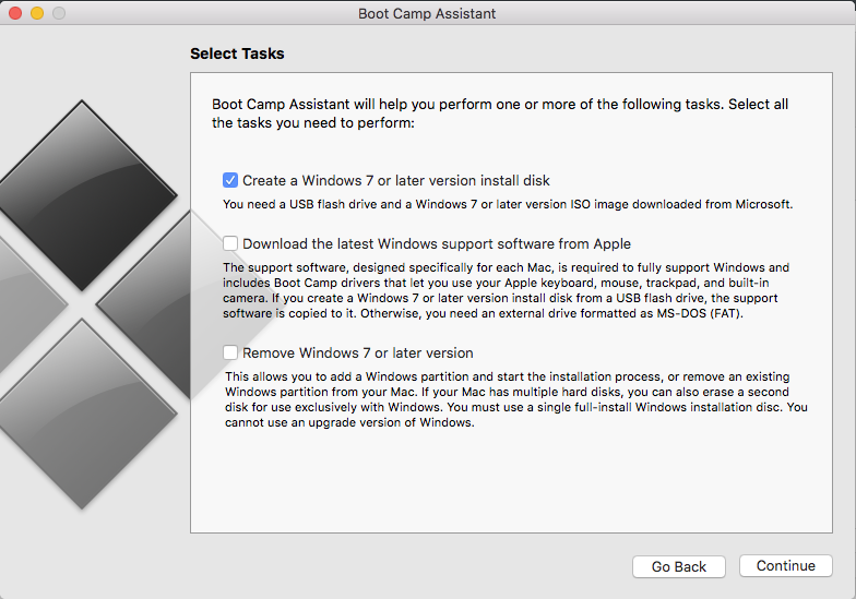 Bootcamp Assistant Creat USB Boot Disk