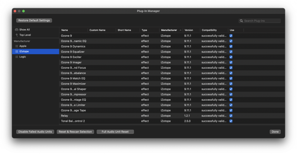 Logic Pro X Plugin Manager